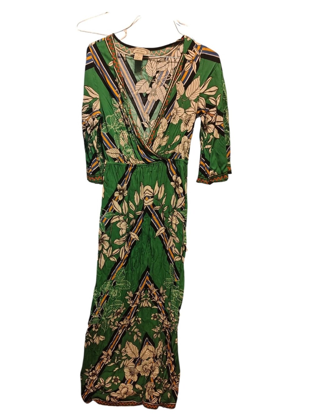 Green Floral Wrap Maxi Dress